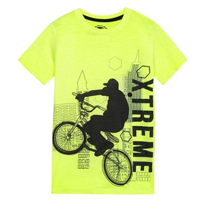 Boys' lime green bike print t-shirt
